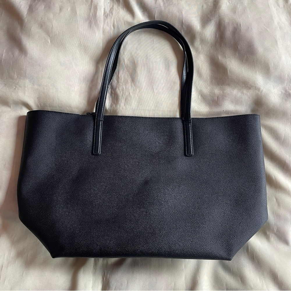 Michael Kors- Black Leather Tote Bag Everyday Work Casual Minimal With Wallet - Picture 4 of 13